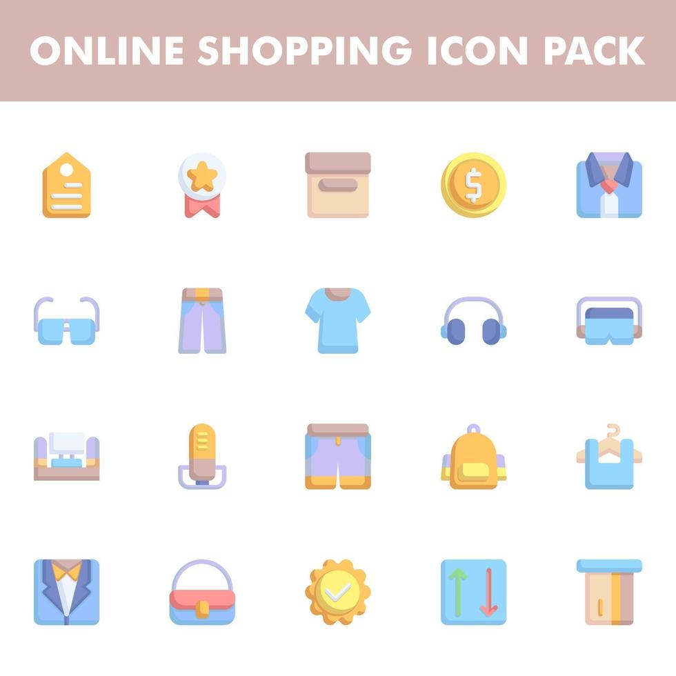 icon pack dello shopping online vettore