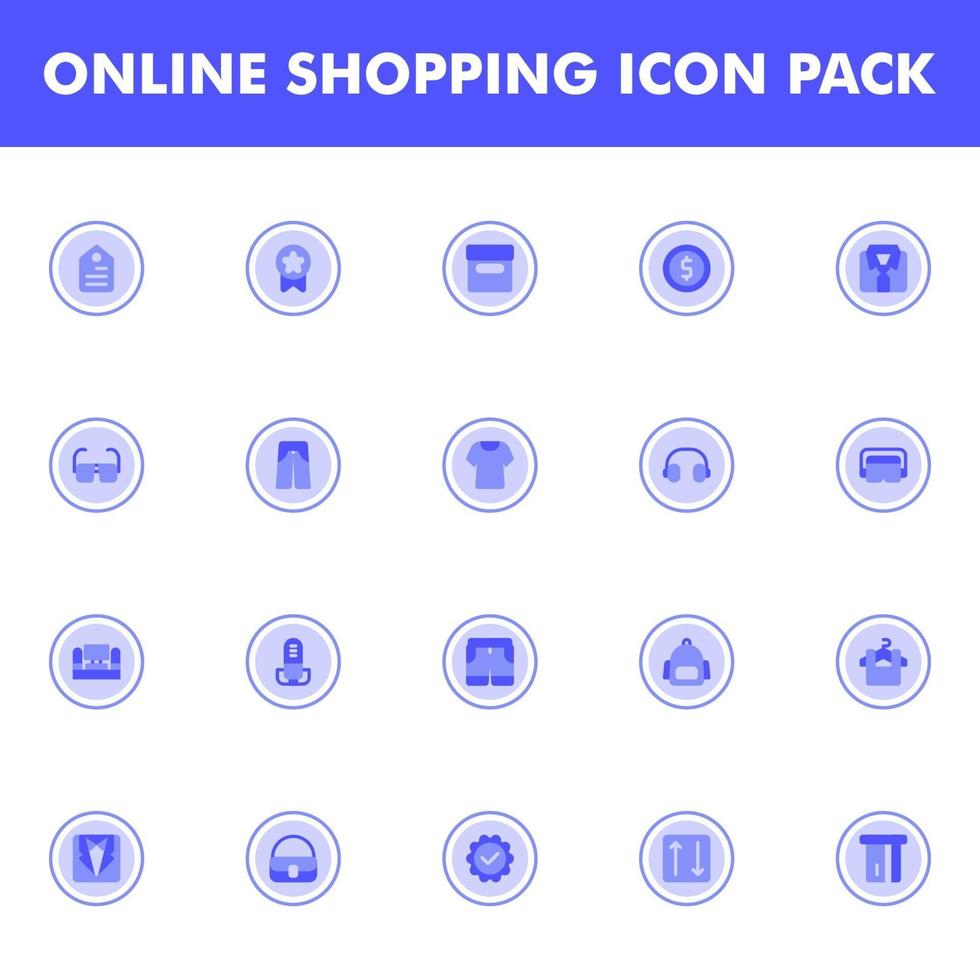 icon pack dello shopping online vettore