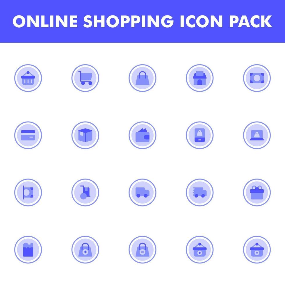 icon pack dello shopping online vettore