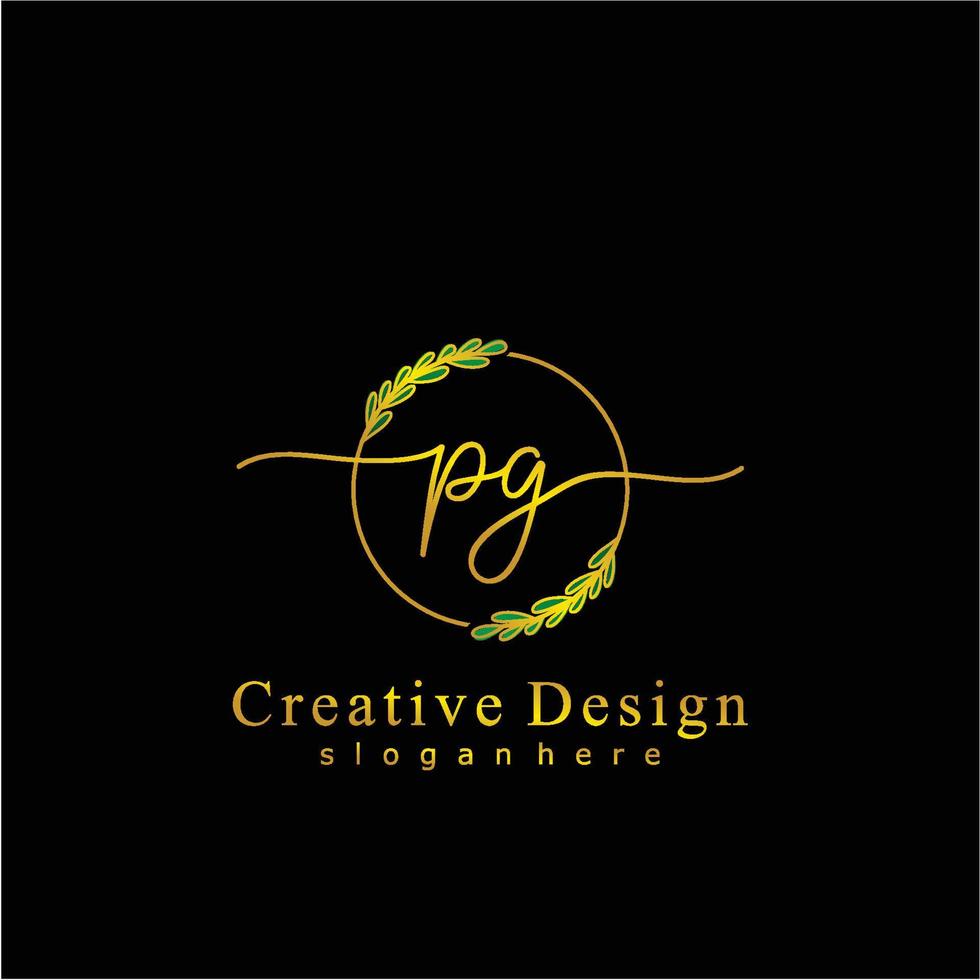 iniziale pg bellezza monogramma e elegante logo disegno, grafia logo di iniziale firma, nozze, moda, floreale e botanico logo concetto design. vettore