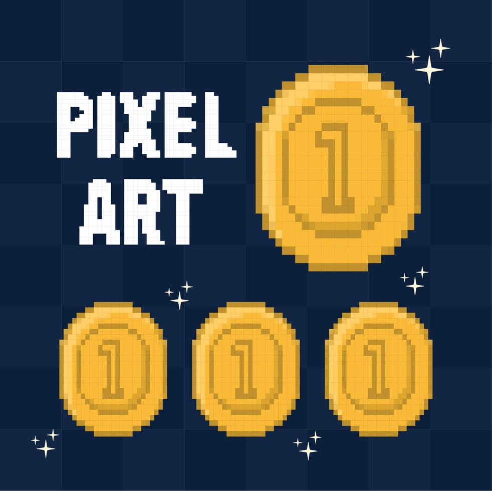 pixel arte monete carta vettore