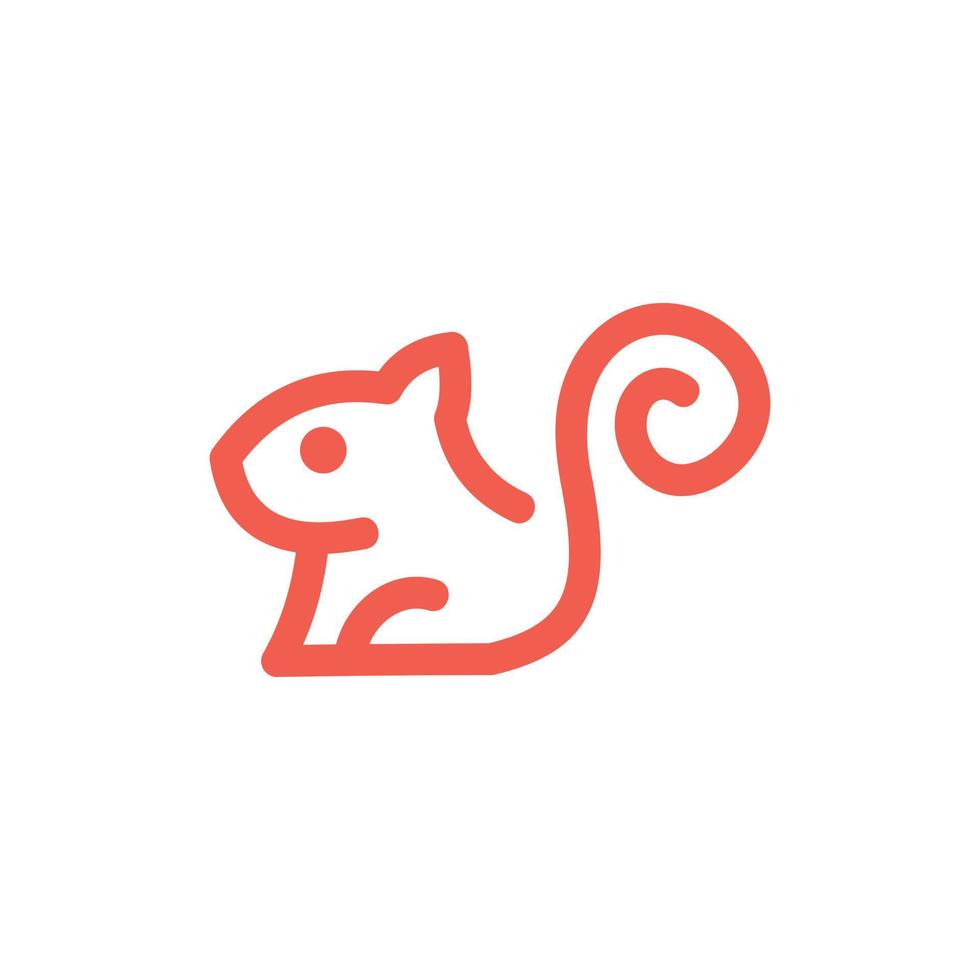 scoiattolo animale linea semplice logo design vettore