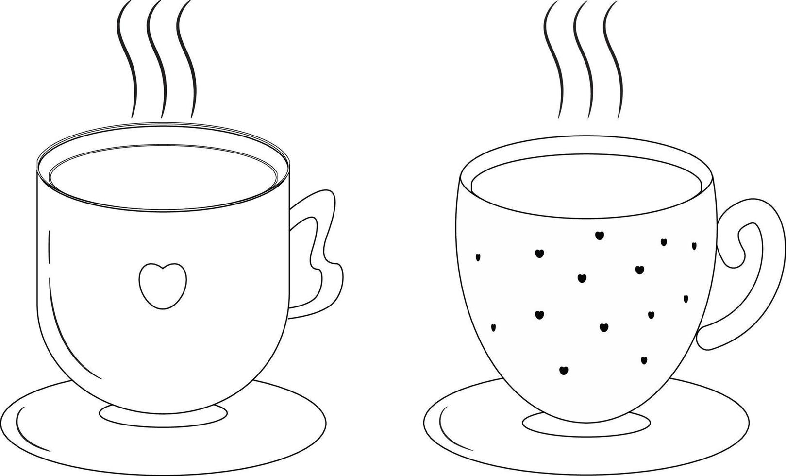 mano disegnato caffè tazze o tè tazze scarabocchio. tè tempo nel schizzo stile. vettore