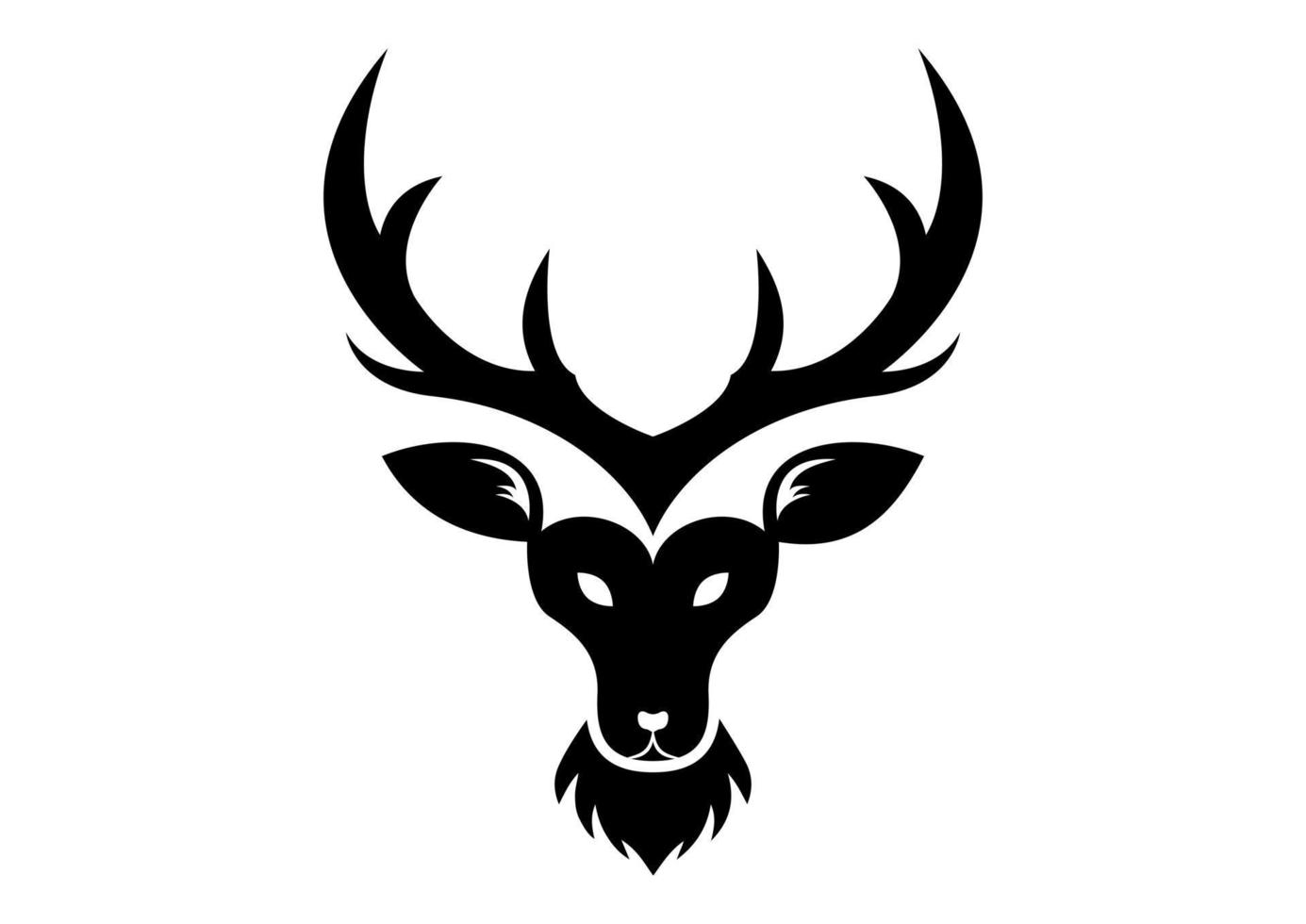 cervo testa icona nero e bianca vettore illustrazione