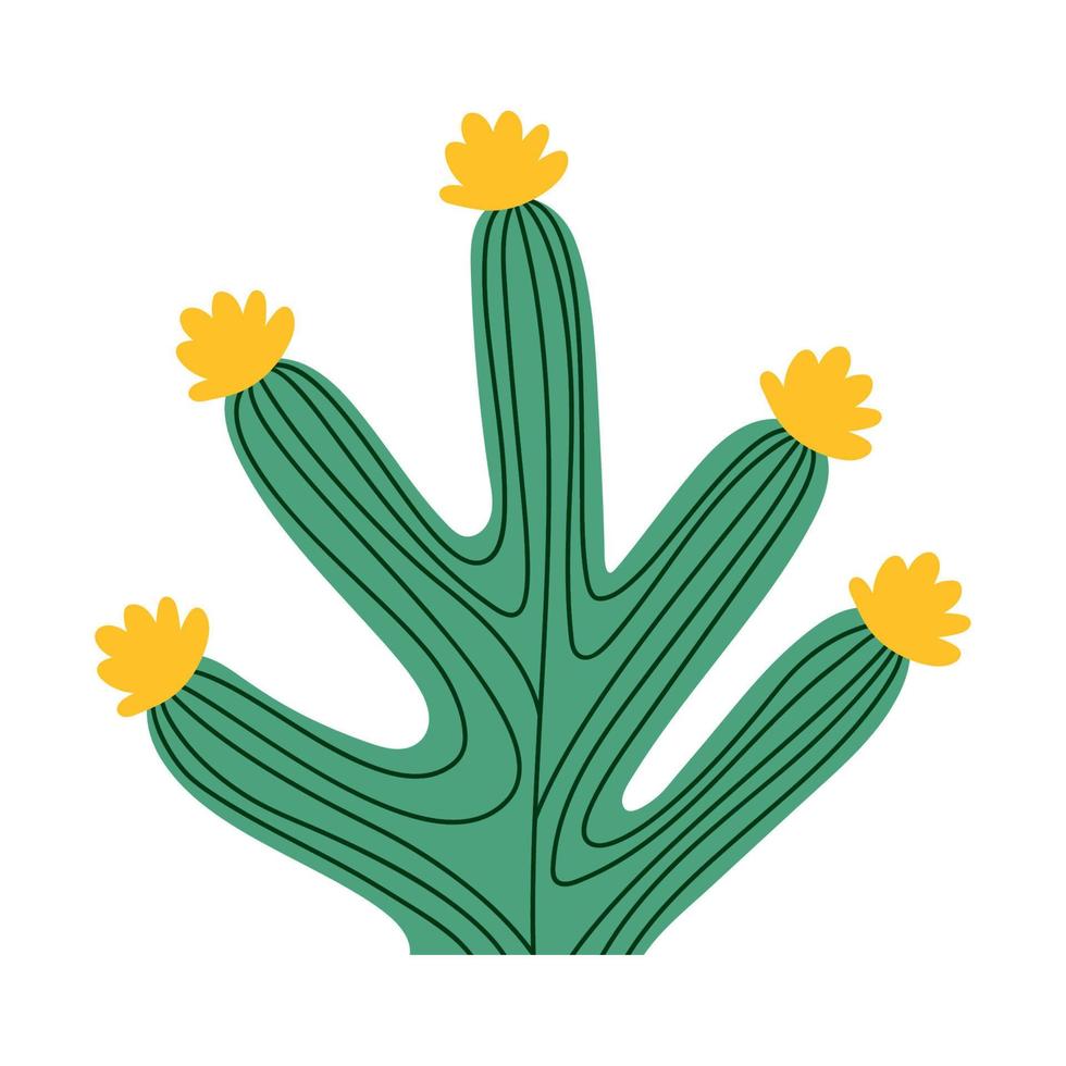 cactus con fiori gialli vettore