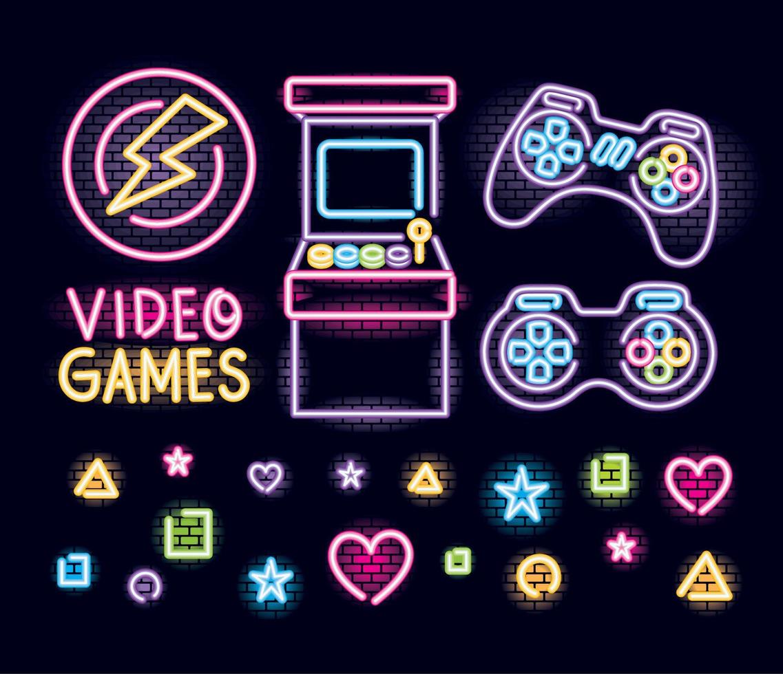 neon video gioco elementi vettore