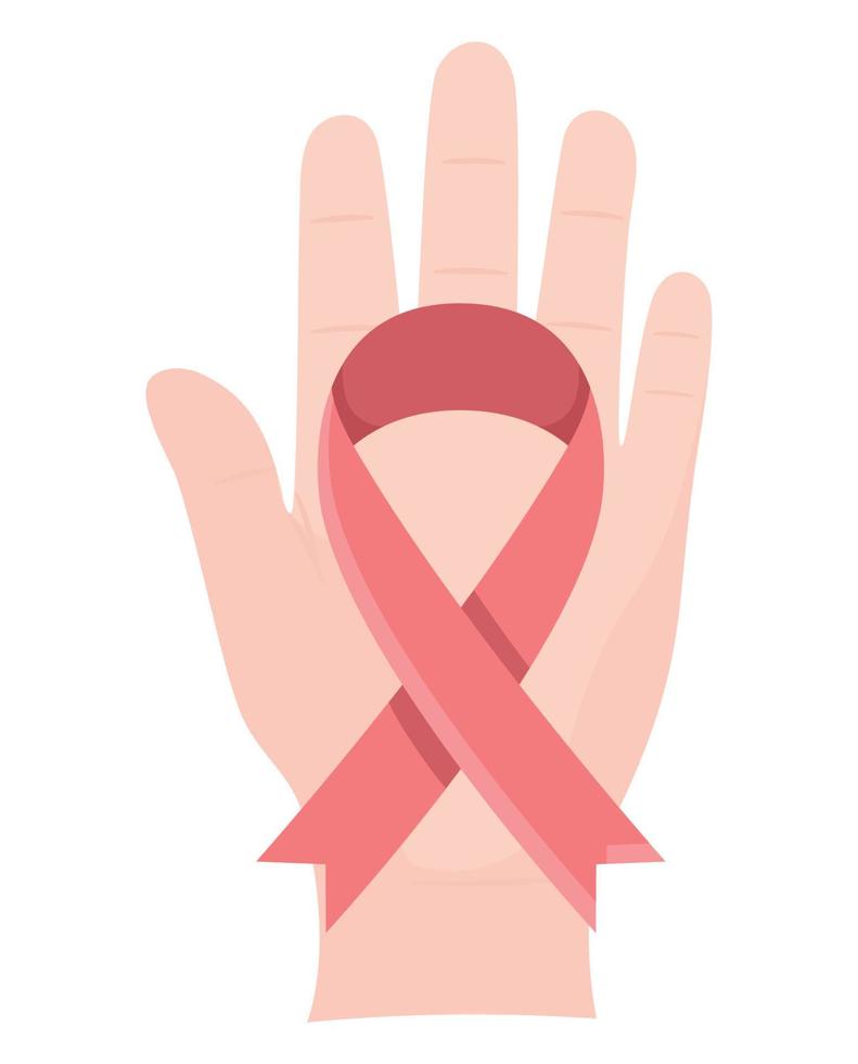 mano con rosa Seno cancro nastro vettore