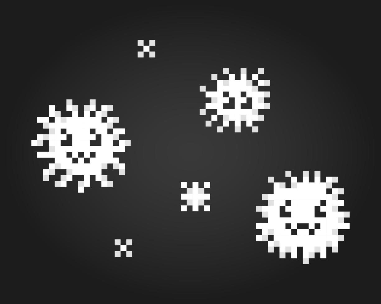 Personaggio virus a 8 bit pixel per icone di gioco. illustrazione vettoriale schema punto croce