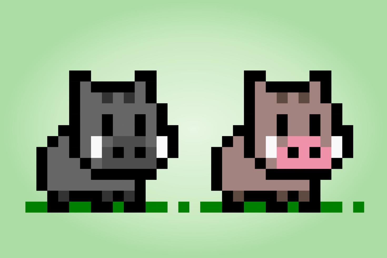8 bit pixel il cinghiale. pixel di animali nell'illustrazione vettoriale per asset di gioco o motivo a punto croce