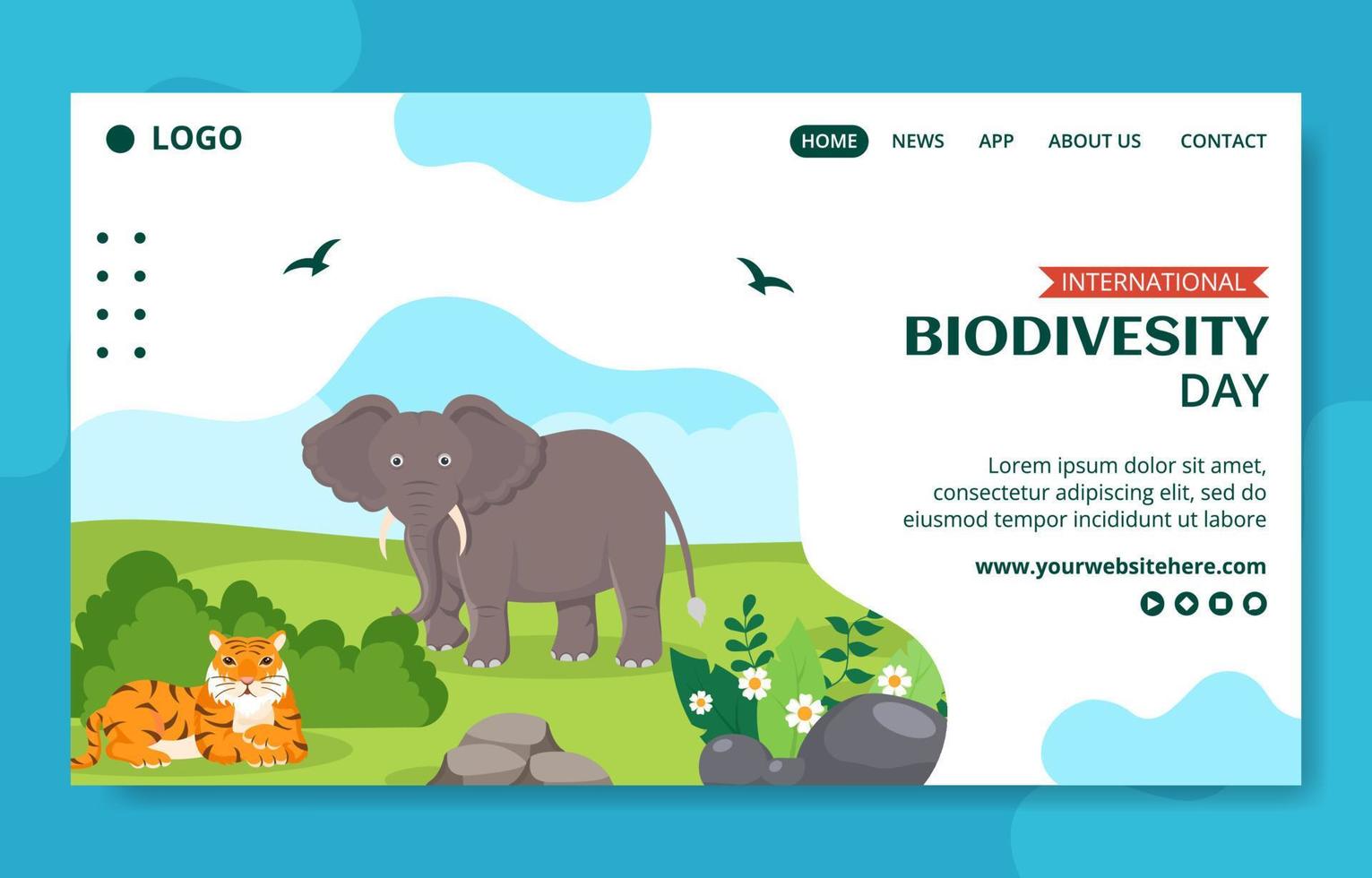 mondo biodiversità giorno sociale media atterraggio pagina piatto cartone animato mano disegnato modello illustrazione vettore