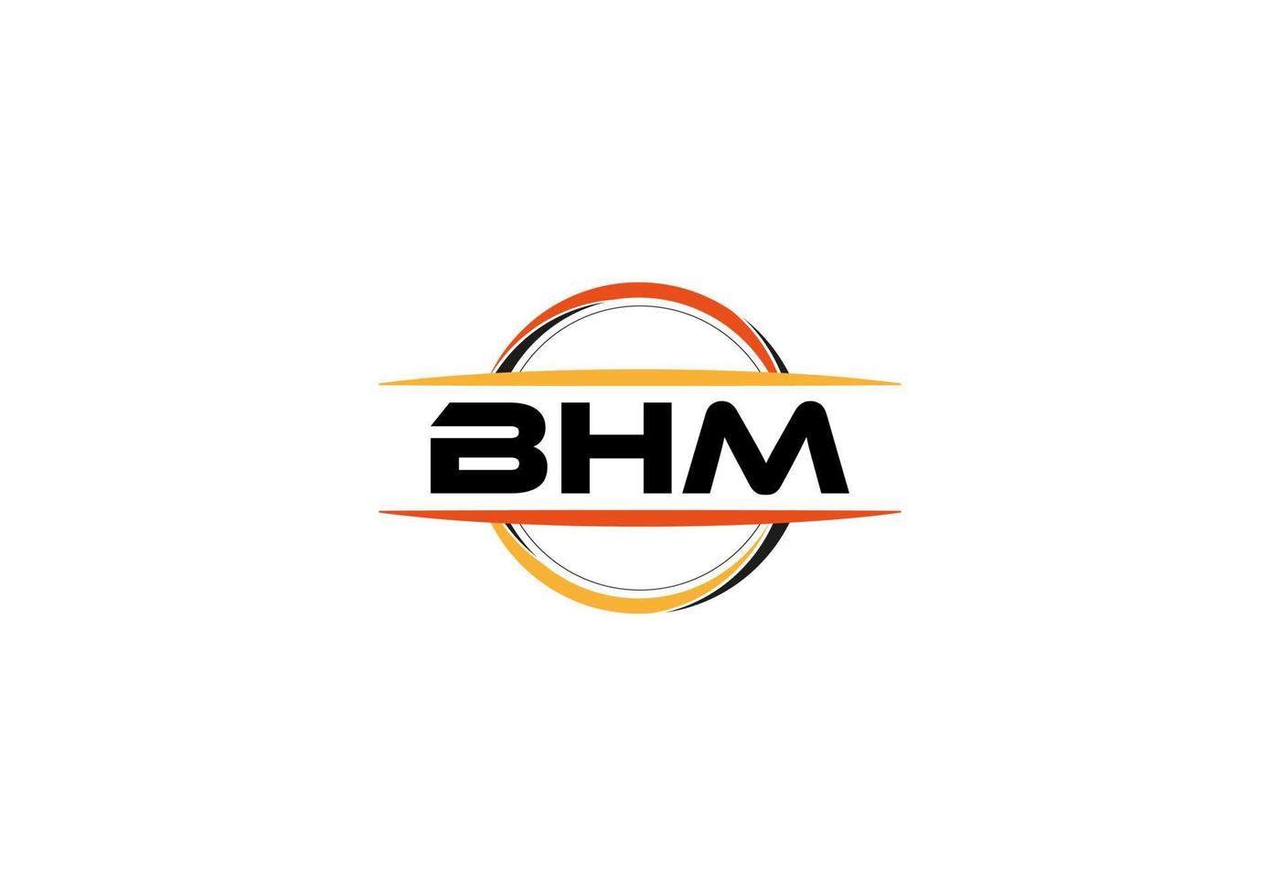 bhm lettera reali ellisse forma logo. bhm spazzola arte logo. bhm logo per un' azienda, attività commerciale, e commerciale uso. vettore