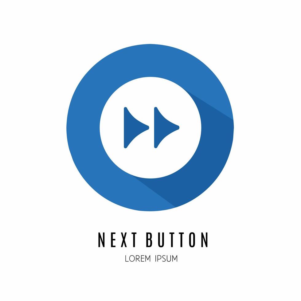 Il prossimo pulsante icona nel piatto. logo per attività commerciale. azione vettore. vettore