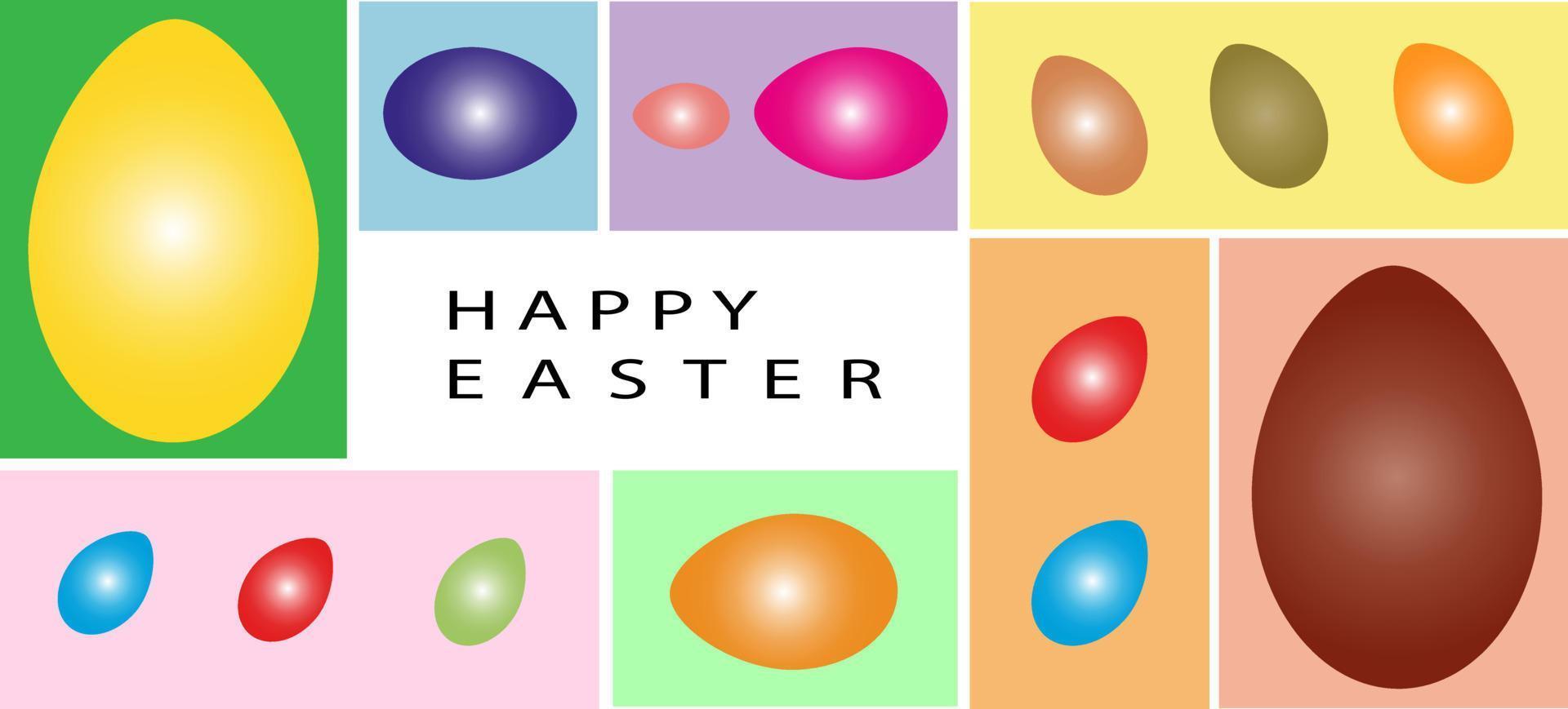 Pasqua ragnatela bandiera con colorato dipinto Pasqua uova. Pasqua uova con diverso struttura. vettore illustrazione eps10