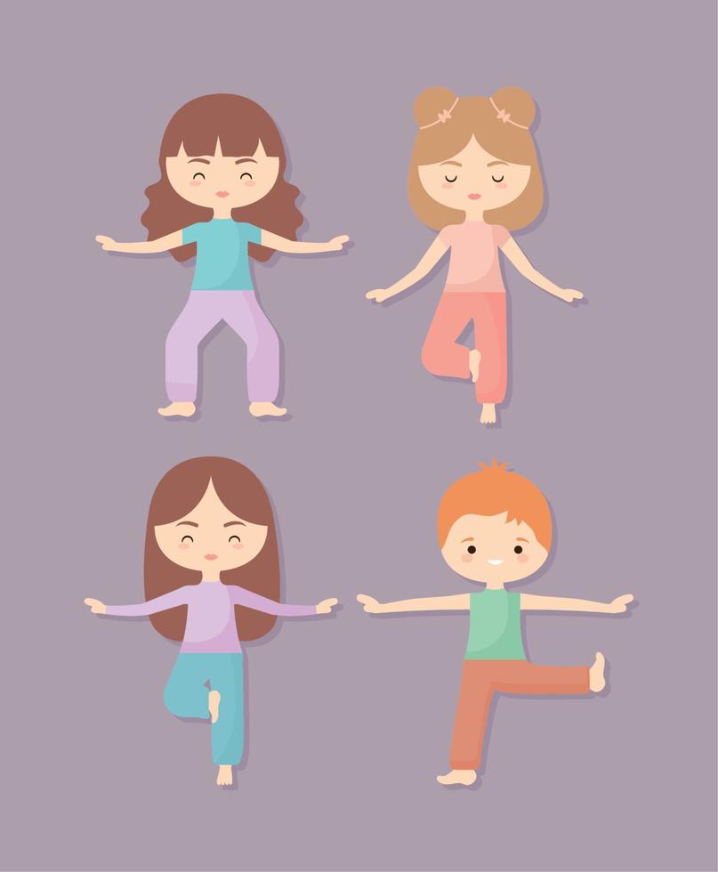 quattro yoga bambini vettore