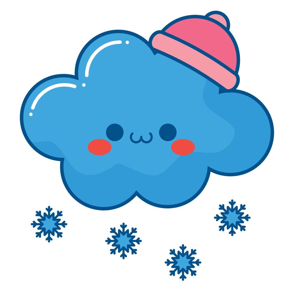 kawaii nube e i fiocchi di neve vettore