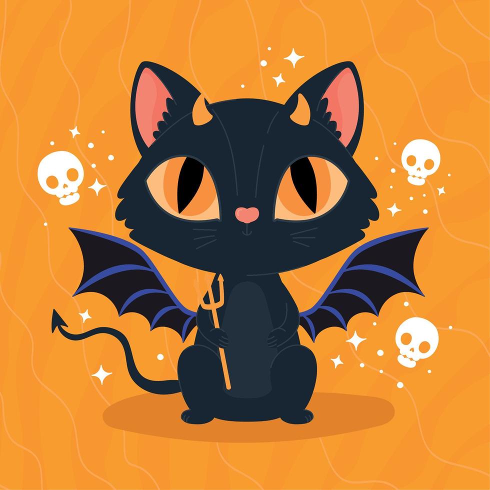 Halloween gatto con pipistrello Ali vettore