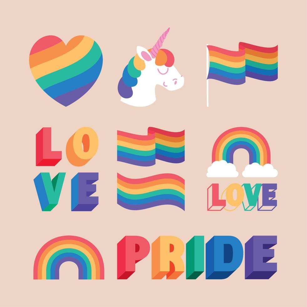 dieci LGBTQ orgoglio elementi vettore