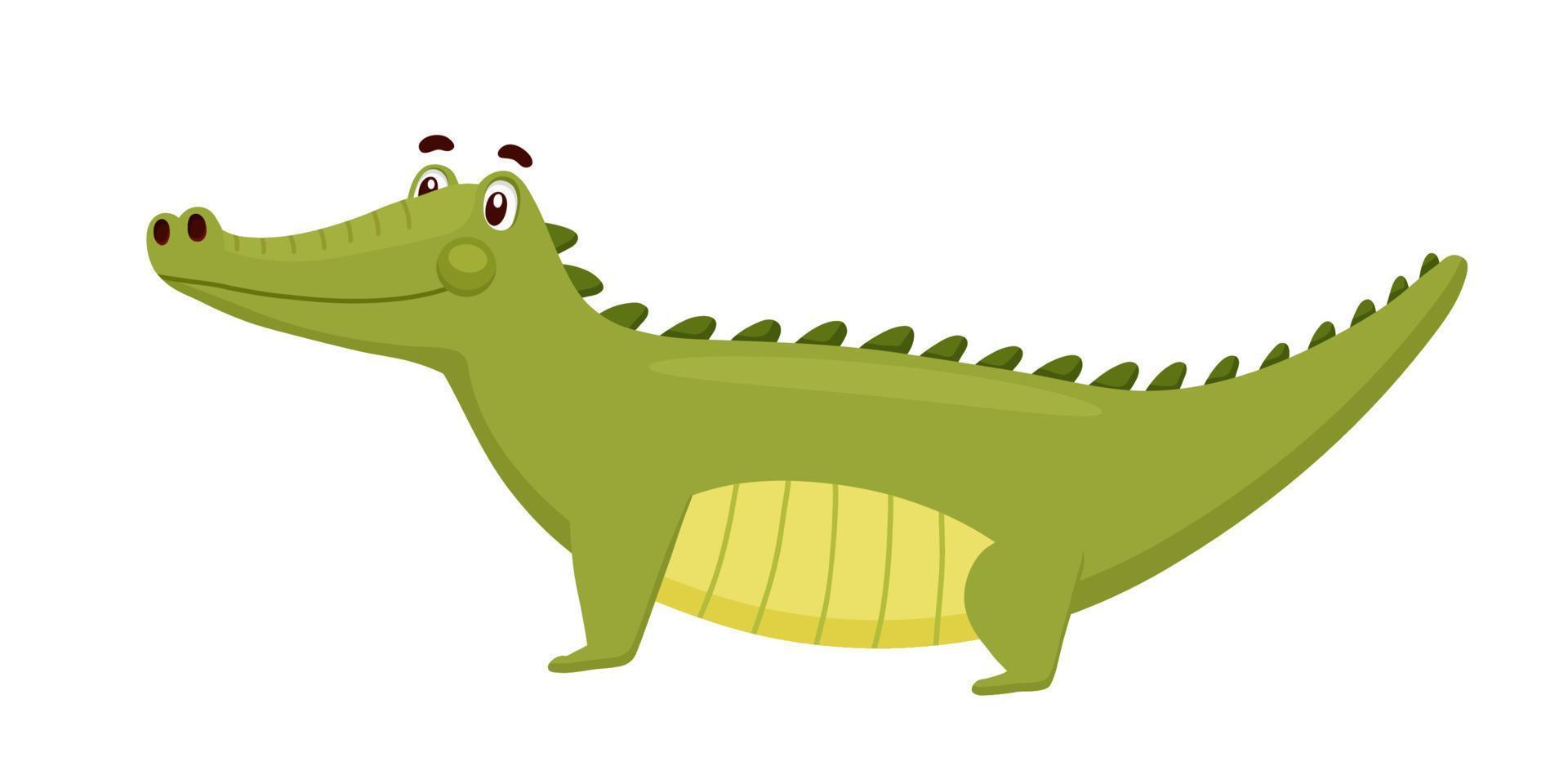 carino coccodrillo. divertente alligatore isolato su bianca. cartone animato vettore illustrazione verde animale personaggio