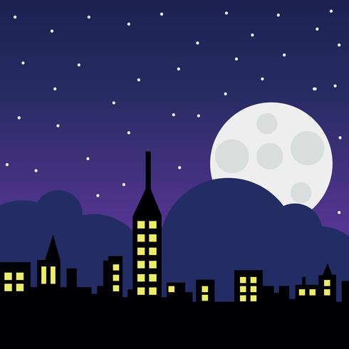 Paesaggio della città con la luna vettore