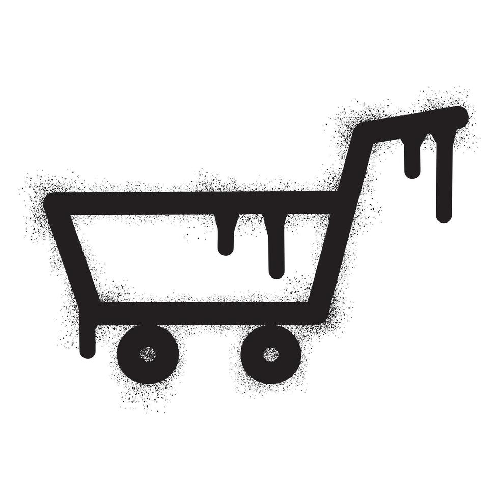 shopping carrello icona graffiti con nero spray dipingere vettore