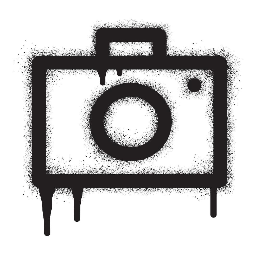 telecamera fotografia graffiti icona con nero spray dipingere vettore