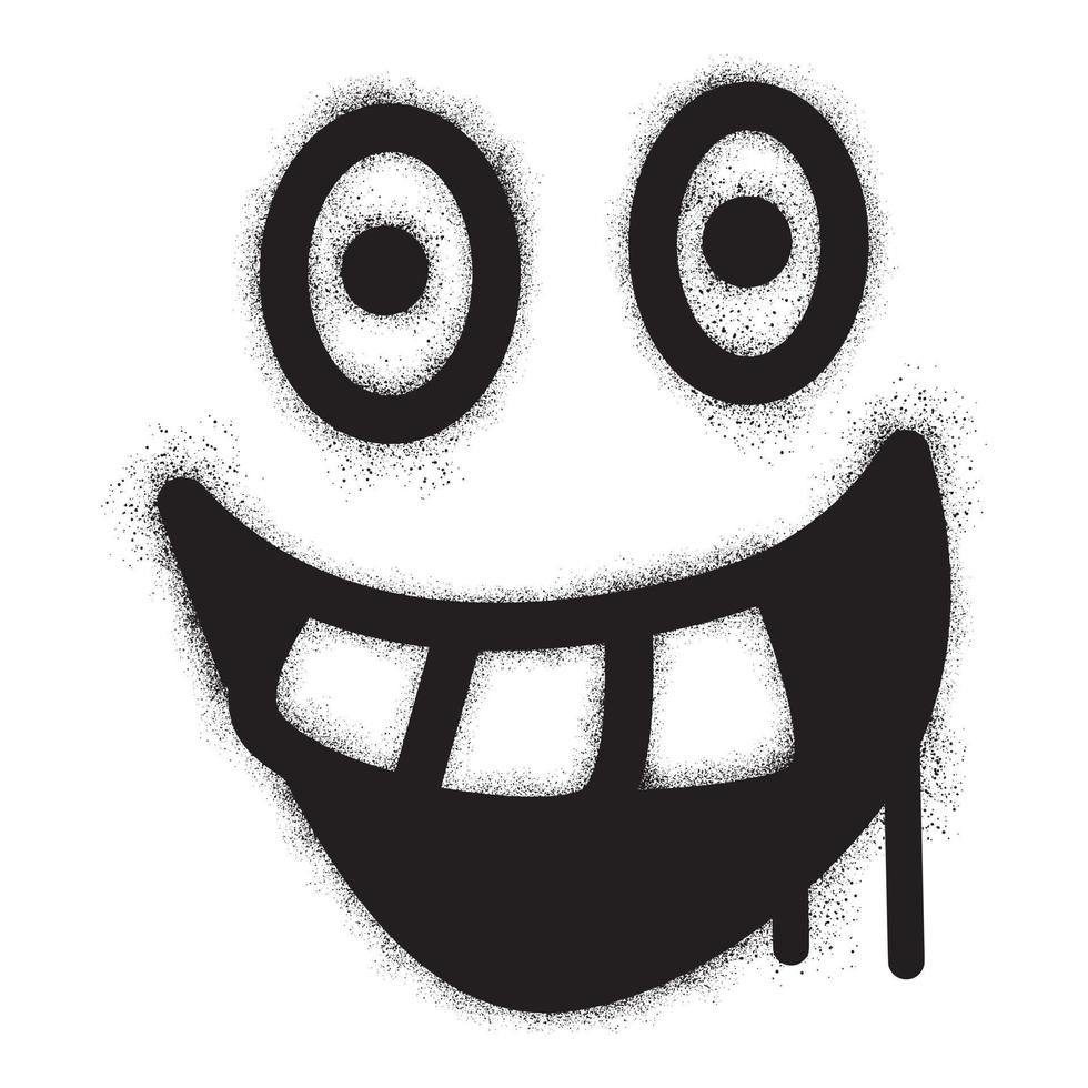 sorridente viso emoticon graffiti con nero spray dipingere vettore