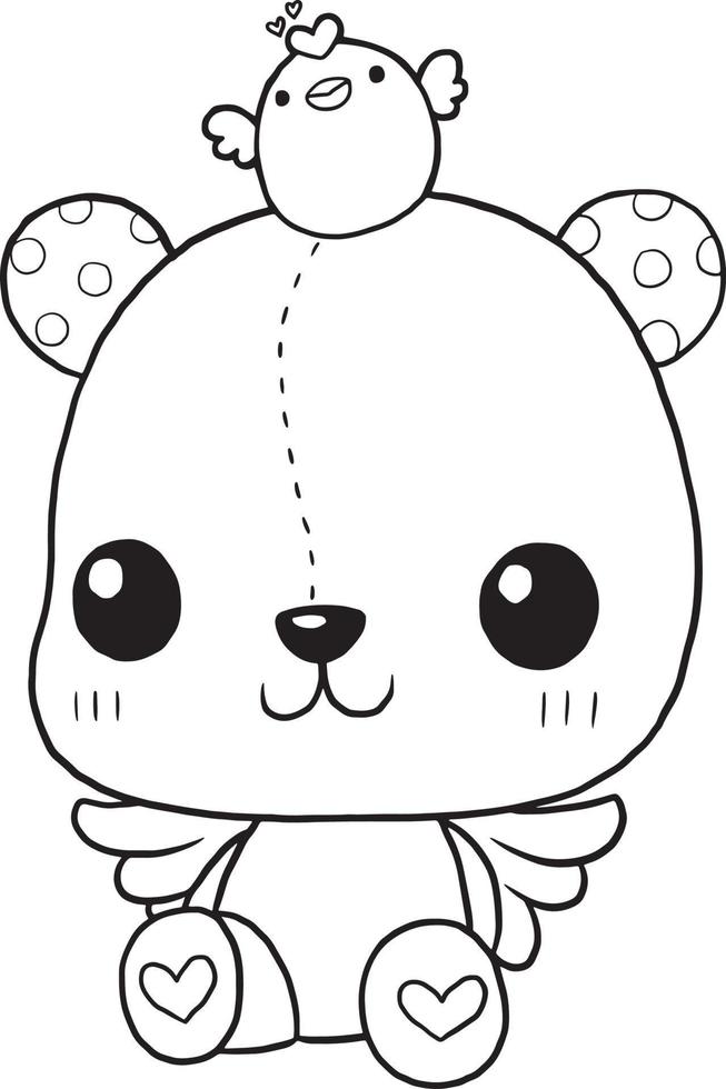 orso animale cartone animato scarabocchio kawaii anime colorazione pagina carino illustrazione disegno clip arte personaggio chibi manga comico vettore