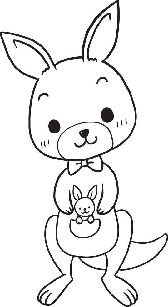 canguro animale cartone animato scarabocchio kawaii anime colorazione pagina carino illustrazione disegno personaggio chibi manga comico vettore