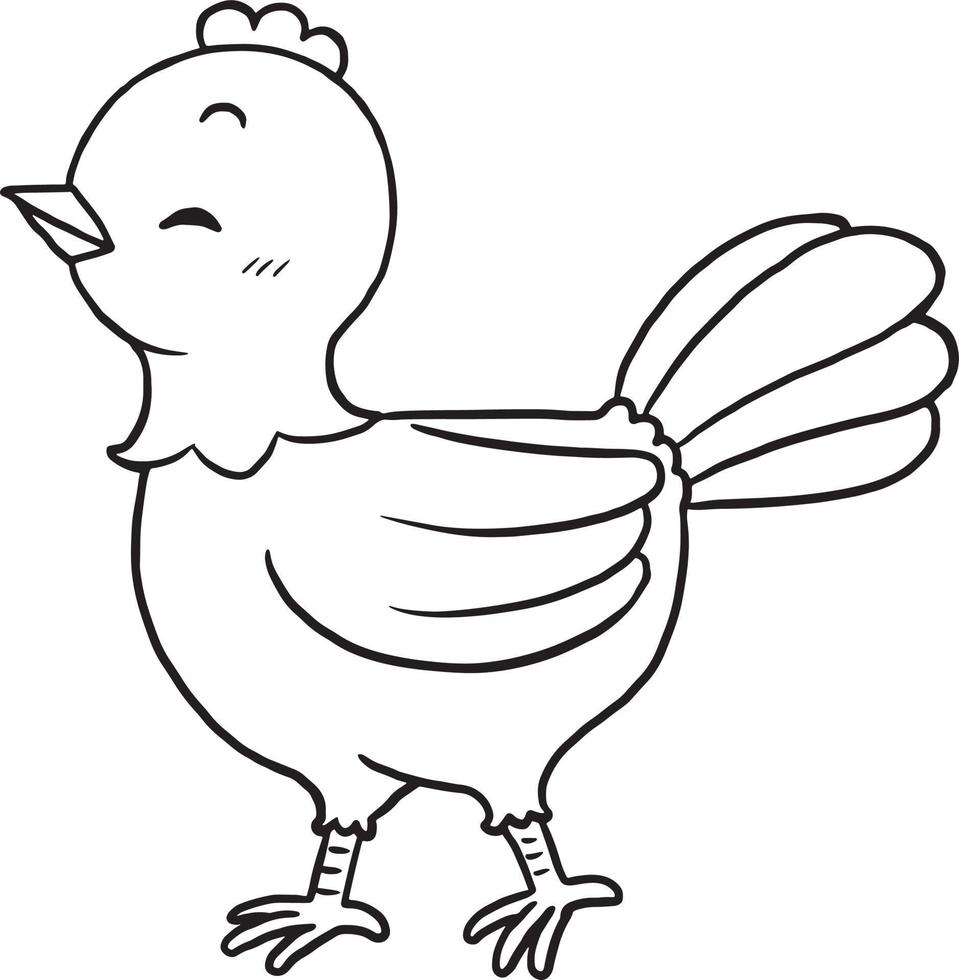 pollo animale cartone animato scarabocchio kawaii anime colorazione pagina carino illustrazione disegno clip arte personaggio chibi manga comico vettore