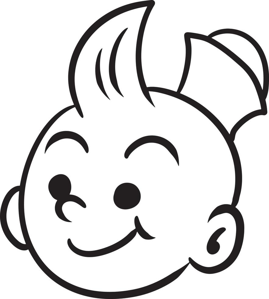 cartone animato ragazzo Sorridi scarabocchio kawaii anime colorazione pagina carino illustrazione clipart personaggio chibi manga comico disegno linea arte gratuito Scarica vettore