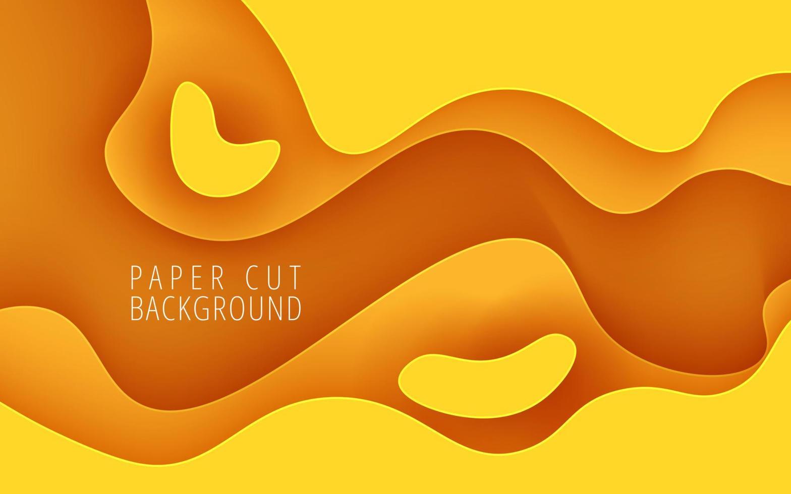 astratto giallo liquido colore papercut ondulato strati sfondo. eps10 vettore