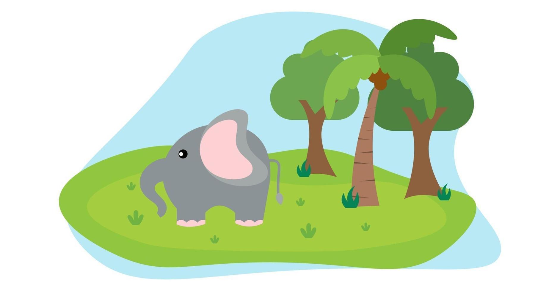 vettore di elefante simpatici animali in stile cartone animato, animali selvatici, disegni per vestiti per bambini. personaggi disegnati a mano