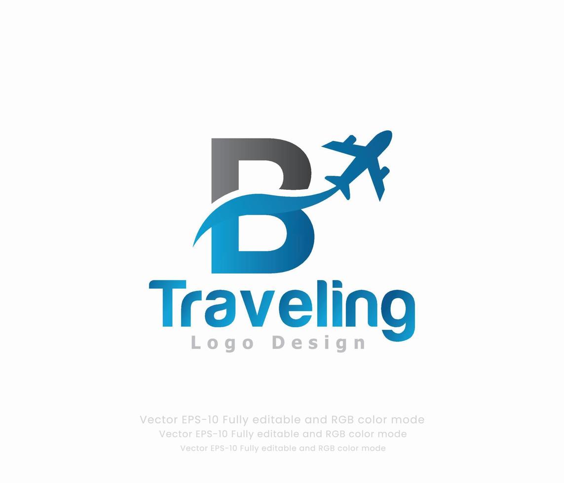 lettera B viaggio logo e aereo logo vettore