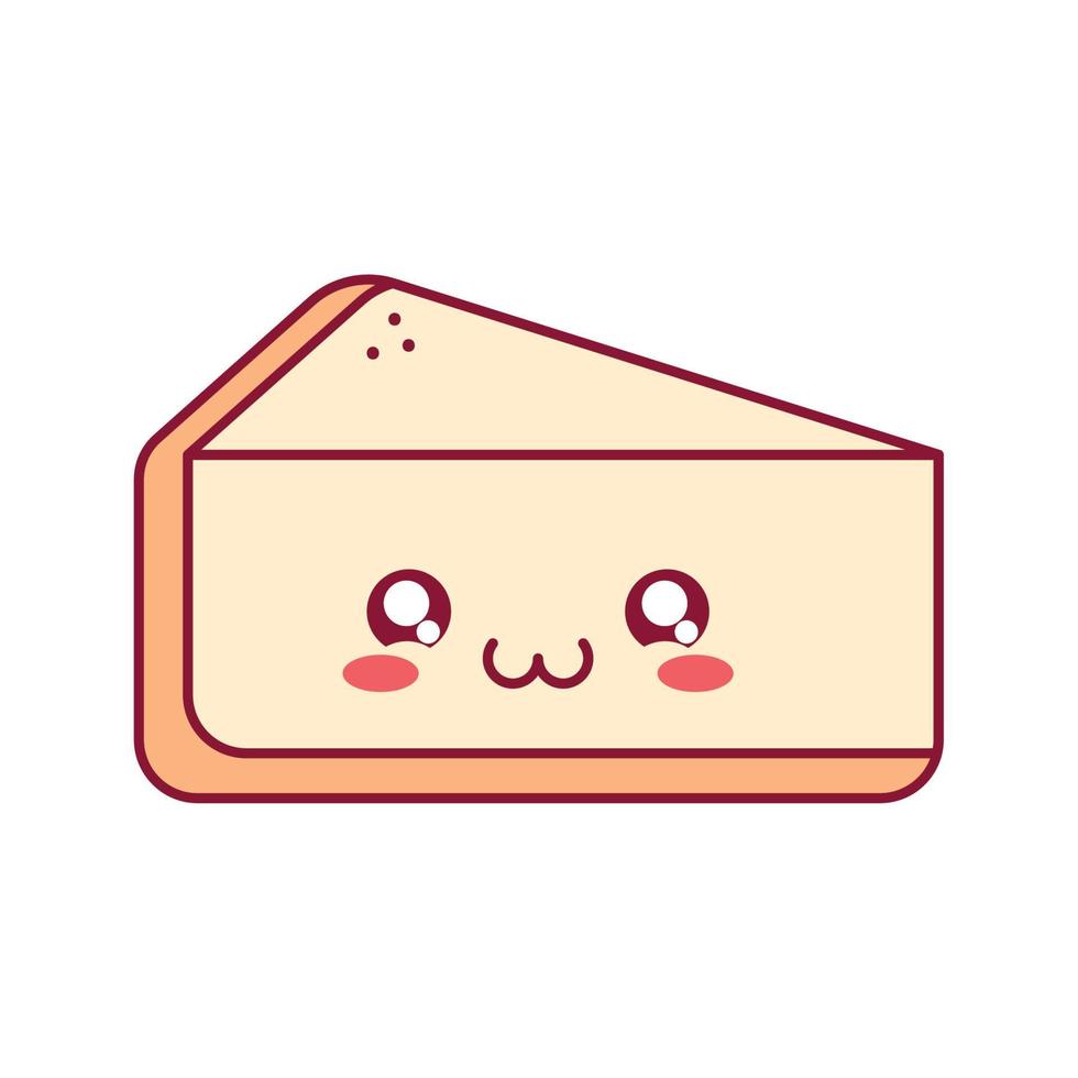 kawaii pezzo di torta vettore