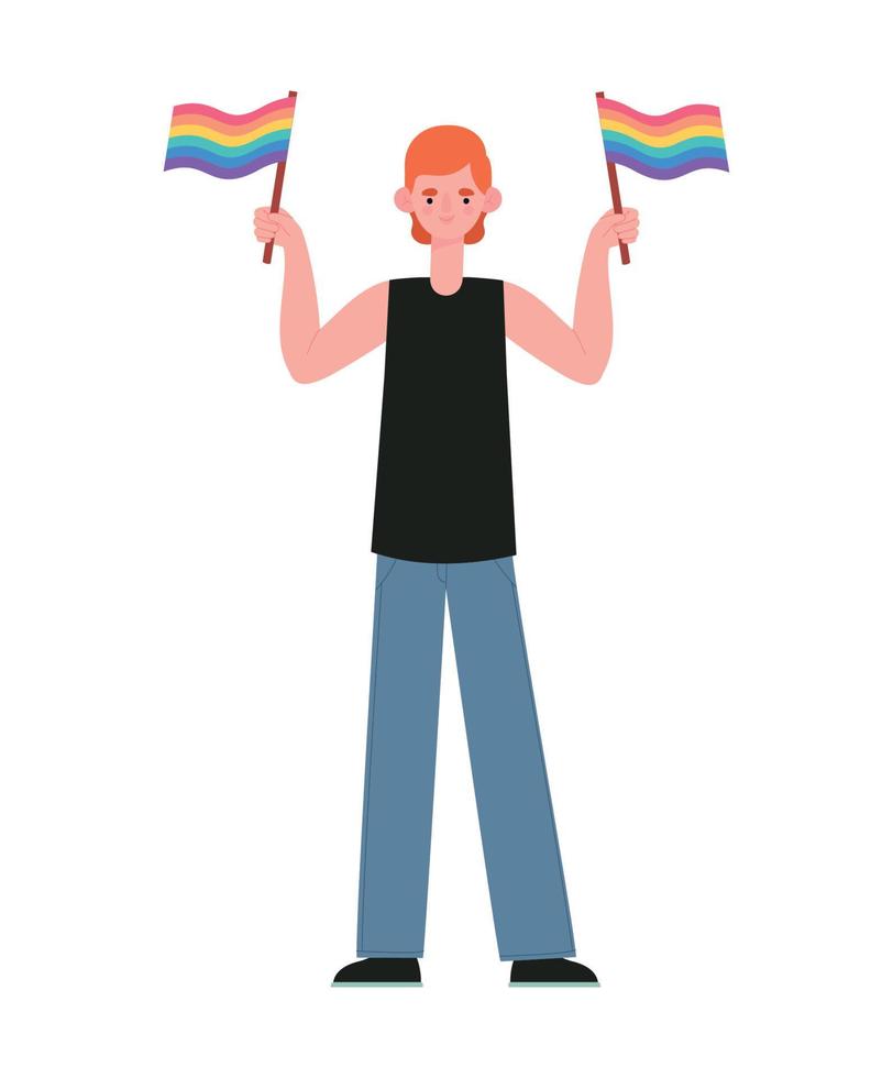 uomo Tenere un' LGBTQ bandiere vettore