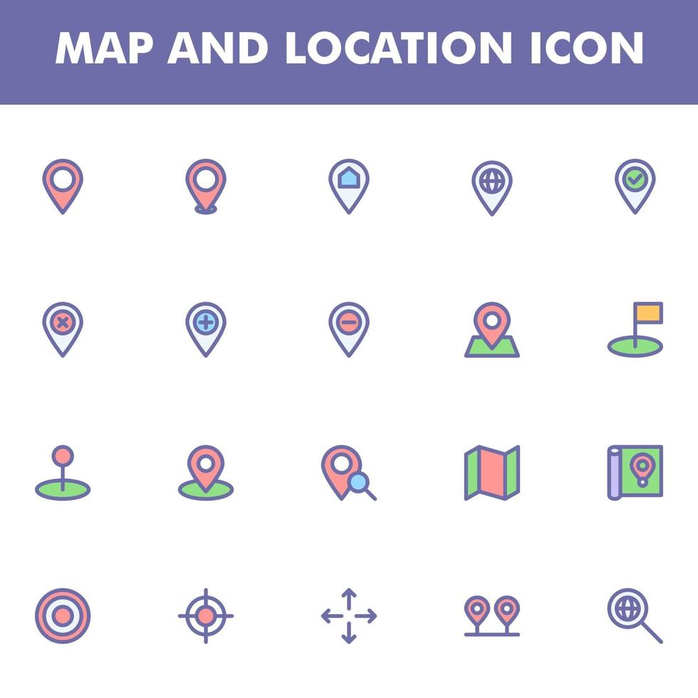 icon pack mappa e posizione isolato su sfondo bianco. per il design del tuo sito web, logo, app, ui. illustrazione grafica vettoriale e tratto modificabile. eps 10.
