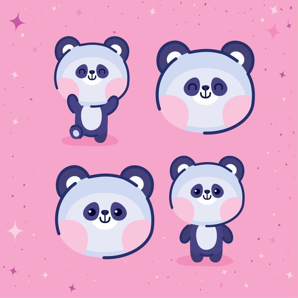 quattro panda gruppo vettore