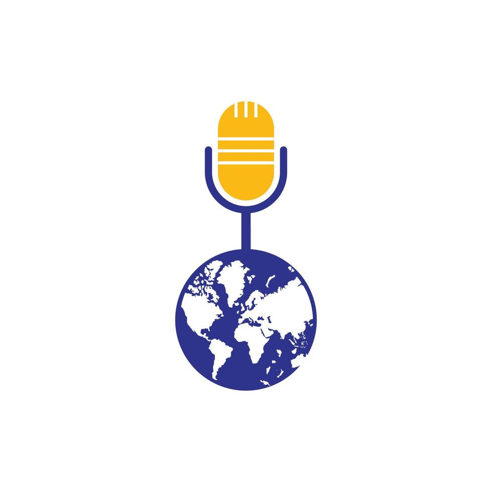 globale Podcast logo design. trasmissione divertimento attività commerciale logo modello vettore illustrazione.