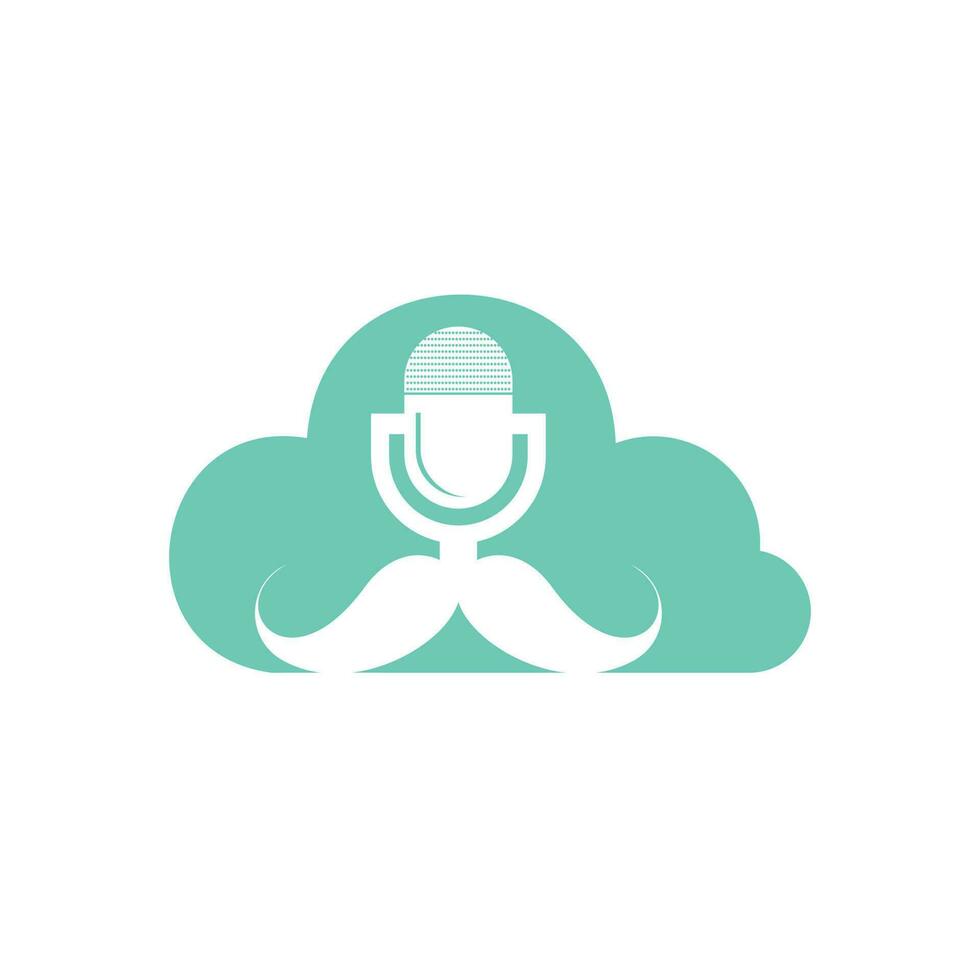 signore Podcast logo design modello. baffi Podcast icona. vettore