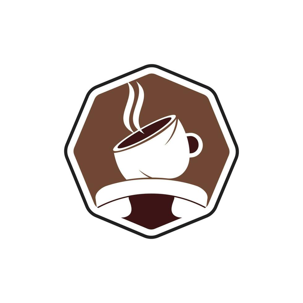 caffè chiamata vettore logo design. microtelefono e tazza icona.