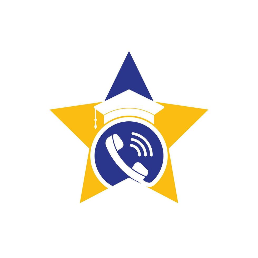 formazione scolastica chiamata vettore logo design modello. la laurea berretto e microtelefono con stella icona logo.