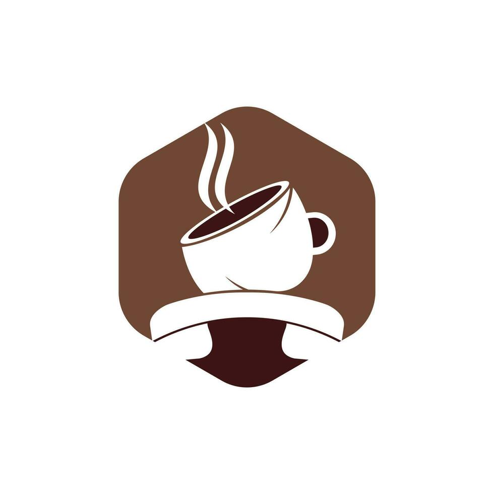 caffè chiamata vettore logo design. microtelefono e tazza icona.