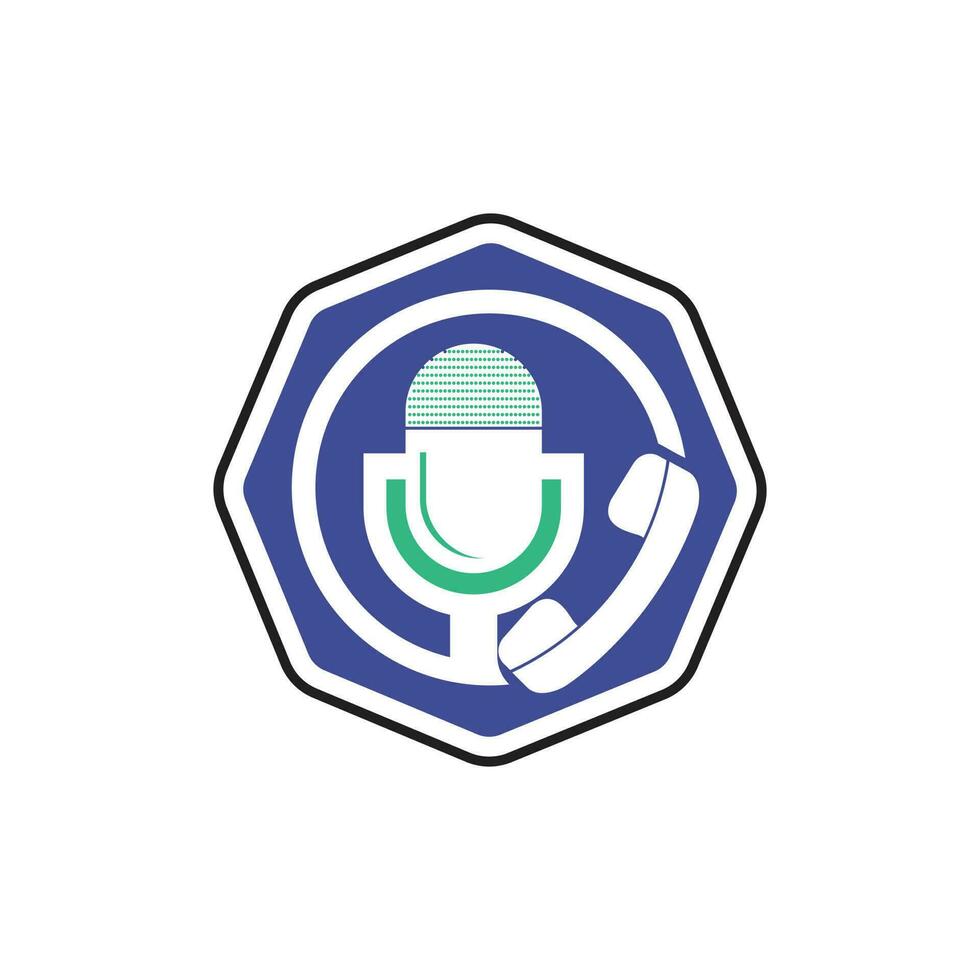 Podcast parlare vettore logo design. chiamata logo design combinato con Podcast microfono.