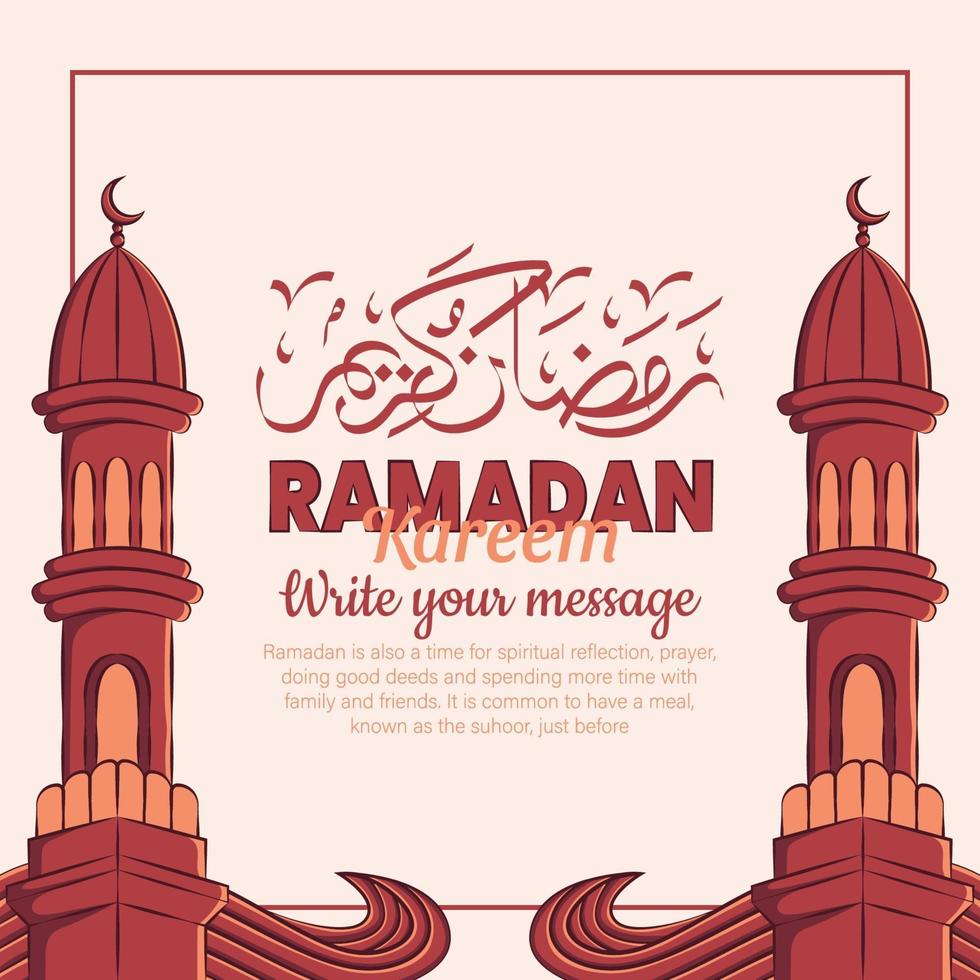 illustrazione disegnata a mano del concetto di saluto di ramadan kareem o eid mubarak in sfondo bianco. vettore