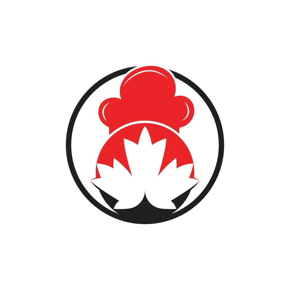 canadese capocuoco vettore logo design modello. acero foglia con capocuoco cappello icona logo.