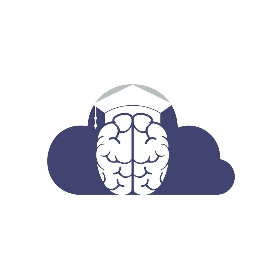 cervello e la laurea berretto con nube icona design. educativo e istituzionale logo design. vettore