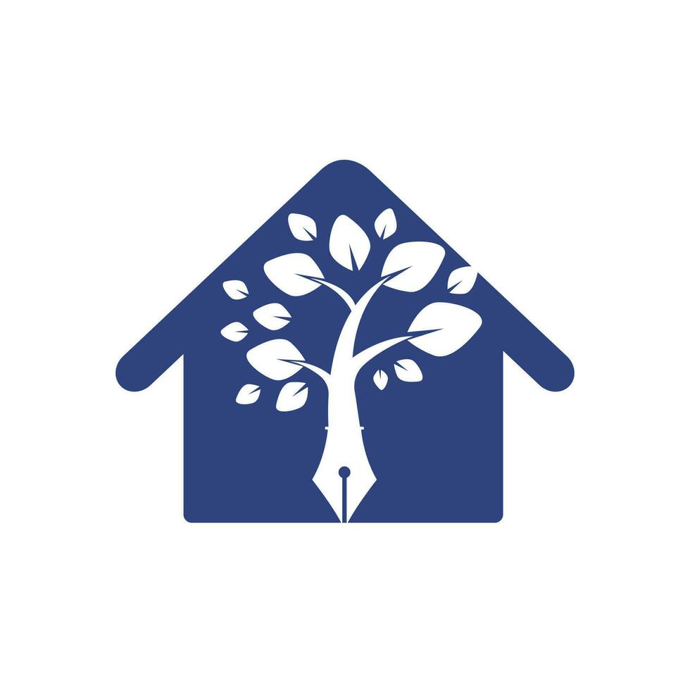 albero penna vettore logo design modello. scrittore casa e natura logo concetto.