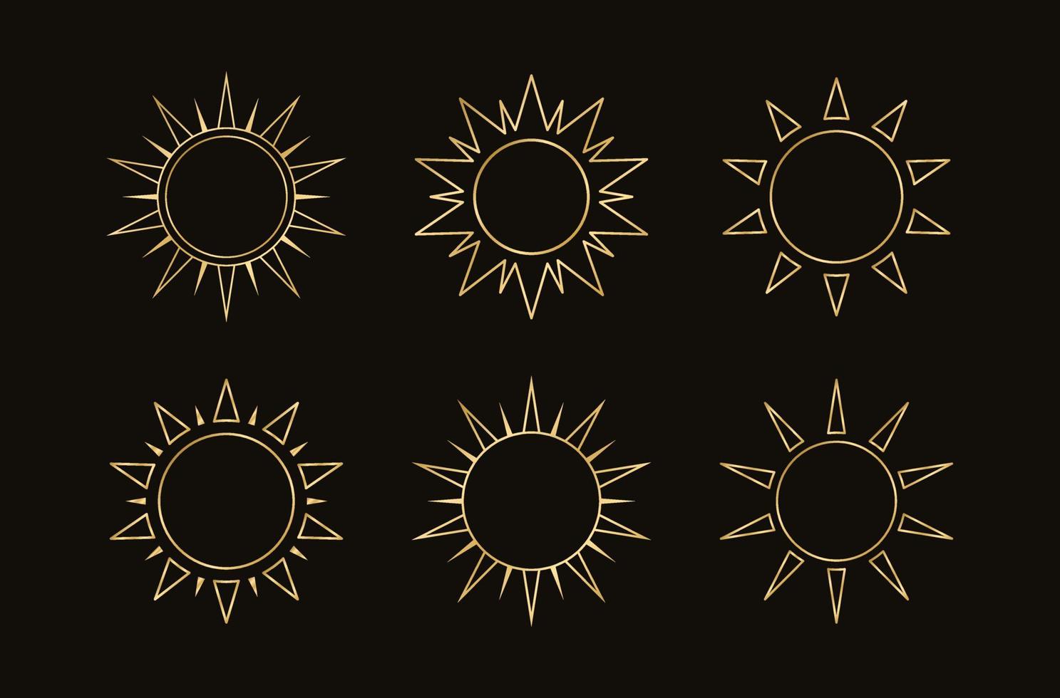 d'oro boho celeste sole icona schema impostare. semplice moderno astratto design per modelli, stampe, ragnatela, sociale media messaggi vettore