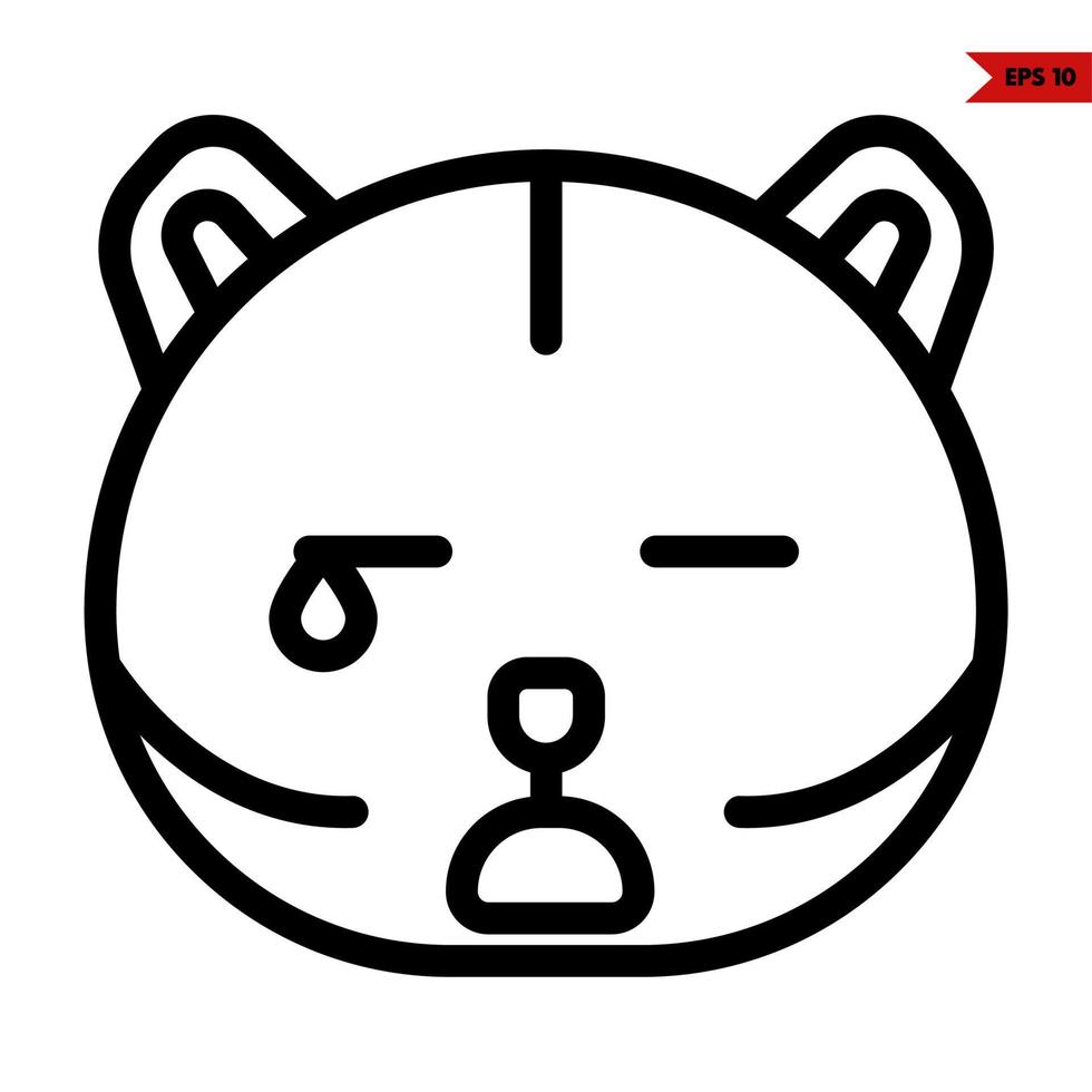 emoticon orso linea icona vettore