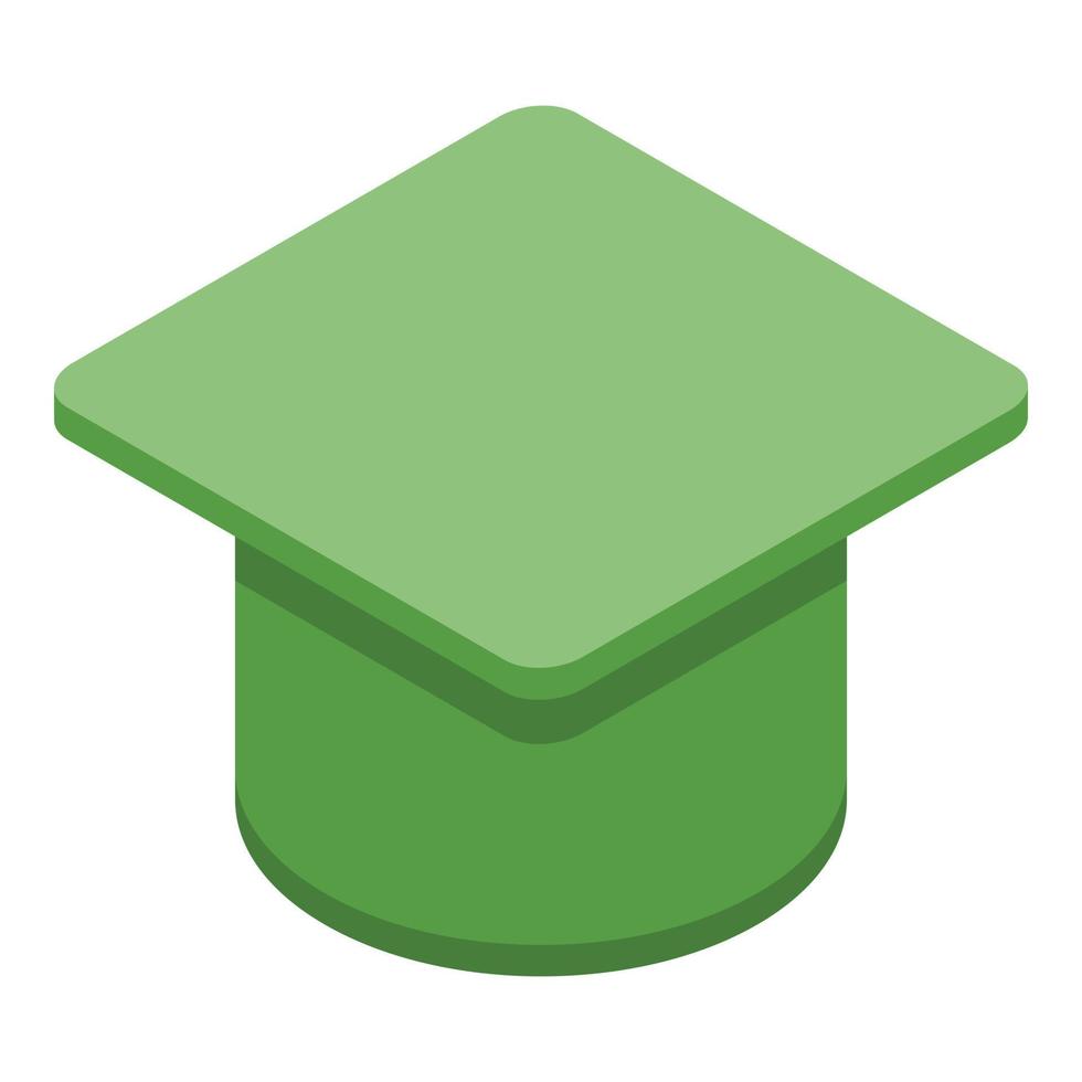 verde la laurea cappello icona isometrico vettore. alunno scuola vettore
